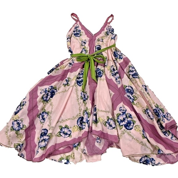 Chelsea & Violet Floral Print Handkerchief Hem Sleeveless Dress Purple Large - Picture 1 of 10